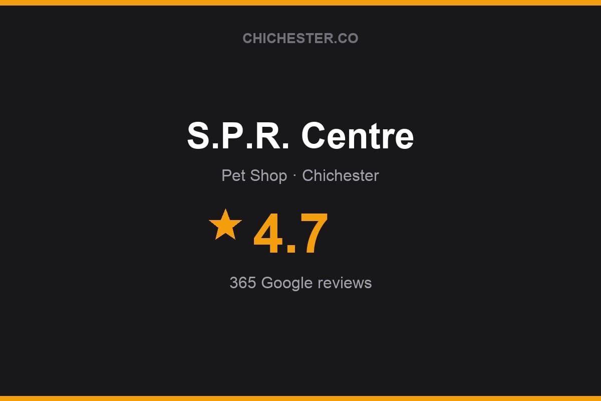 Branded Chichester Directory rating card for S.P.R. Centre: 4.7 stars, 365 Google reviews