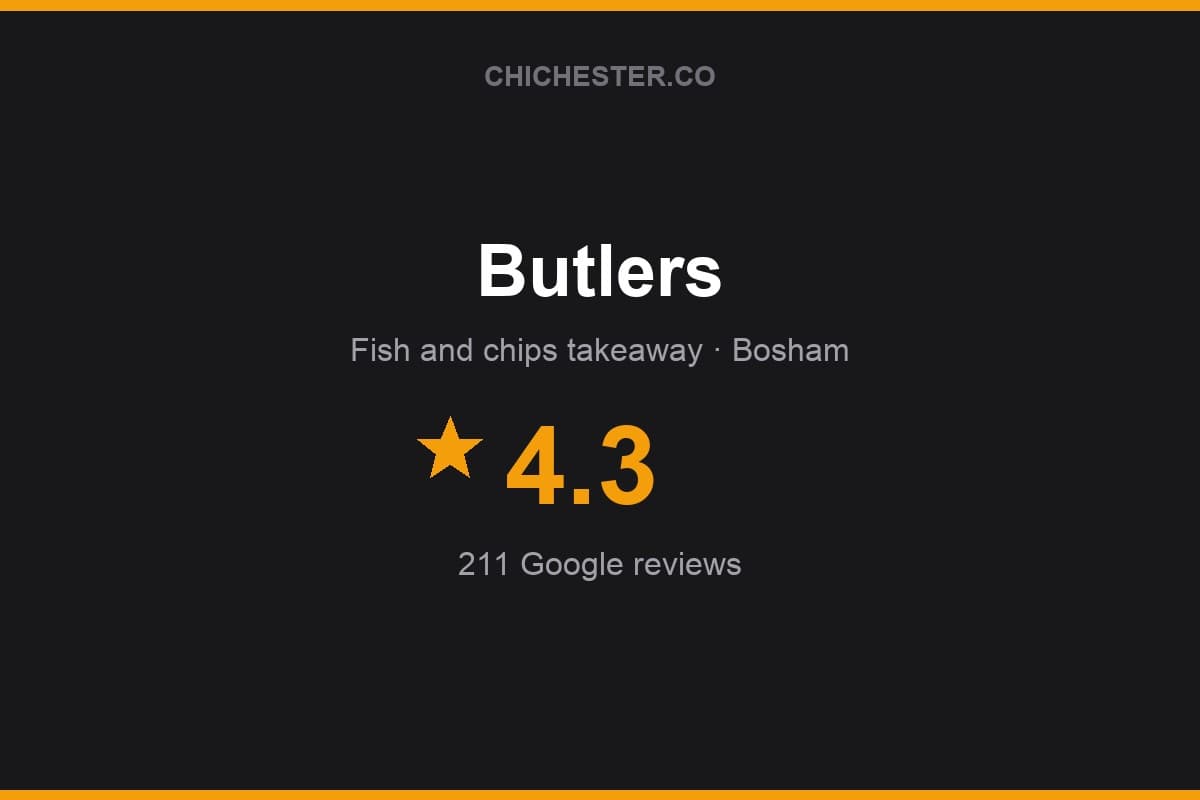 Branded Chichester Directory rating card for Butlers: 4.3 stars, 211 Google reviews